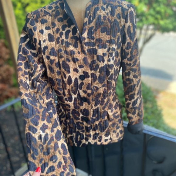 Lafayette 148 New York Leopard Print Sz 10 Blazer - Picture 3 of 7